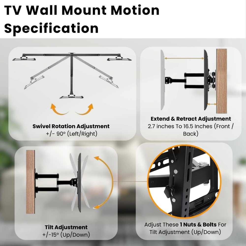 LED Wall Mount Kit 26" To 55" | Movable and Adjustable view 4
